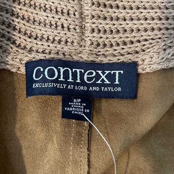 Context Women's Sweater Jacket Open‎ Fron Shawl Drape Distressed Natural Small - Picture 5 of 8